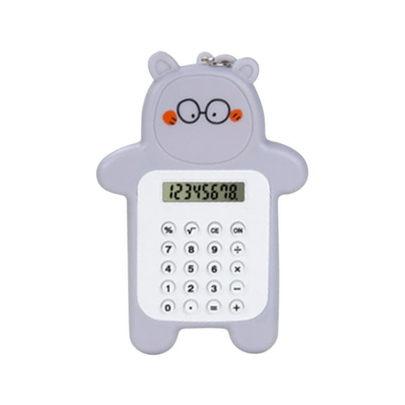 Cute Bear Mini Calculator for Basic Arithmetic, Button Battery Powered with LCD Display, Soft Plastic Keys for Easy Press, Portable Size 3.7 x 2.6 In