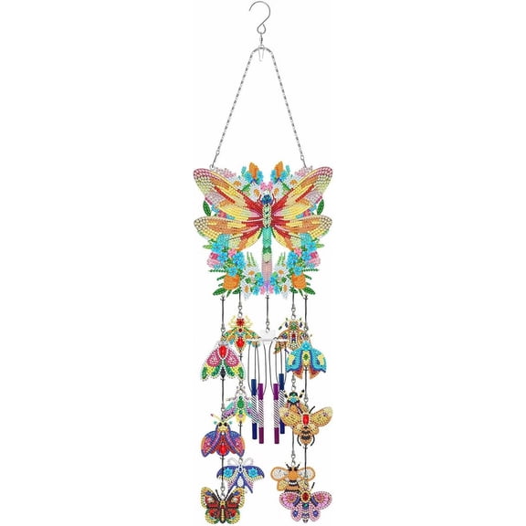 TechToyHub DIY Diamond Art Painting Wind Chime Kit, for Spring Garden Hanging Ornament, Three Dimensional Sun Catchers