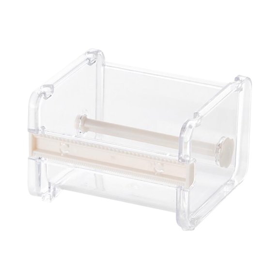 TechToyHub Desktop Tape Dispenser with Storage & Cutter. 4.1x3.6x2.8 Inch Compact Adhesive Tape Holder for office Desk Organizer. Transparent Box with Dual Sawtooth for Easy Cutting & Tape Storage