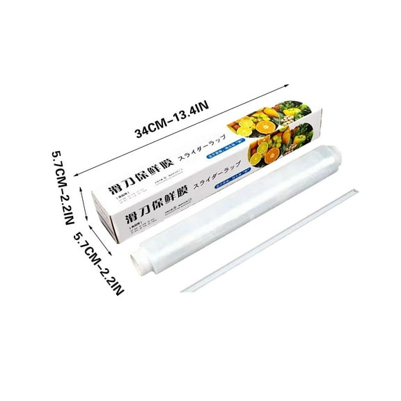 TechToyHub Disposable Sliding Knife Type PE Transparent Plastic Wrap, Food Grade Household Kitchen Cling Film for Food Preservation, Dish Covering Freezer Use, Easy Cut No Scissors Needed