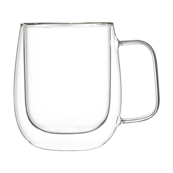 TechToyHub Double Walled Glass Cup 12.0 in Circumference Heat Resistant Insulated Anti-Scald Clear Coffee Mug With Ergonomic Handle Reusable Easy Clean High Temperature Cup For Home Office