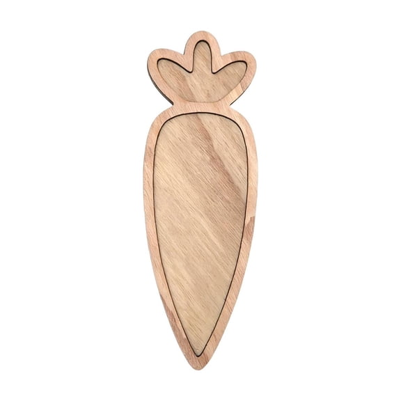 Easter Wooden Tray Floral Rabbit Carrot Egg Design 11.8x7.6in Khaki Natural Wood Divided Compartment Tray Food Safe Smooth Edge Dessert Fruit Snack Serving Platter