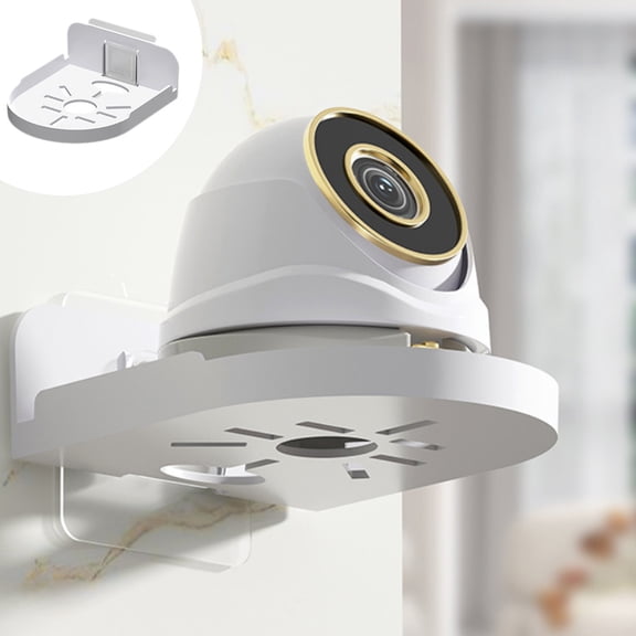 TechToyHub Easy Install Security Camera Wall Mount, No Drilling Required Home Monitor Bracket, Sturdy Plastic Stand with Adhesive for Camera and Mini Speaker Placement