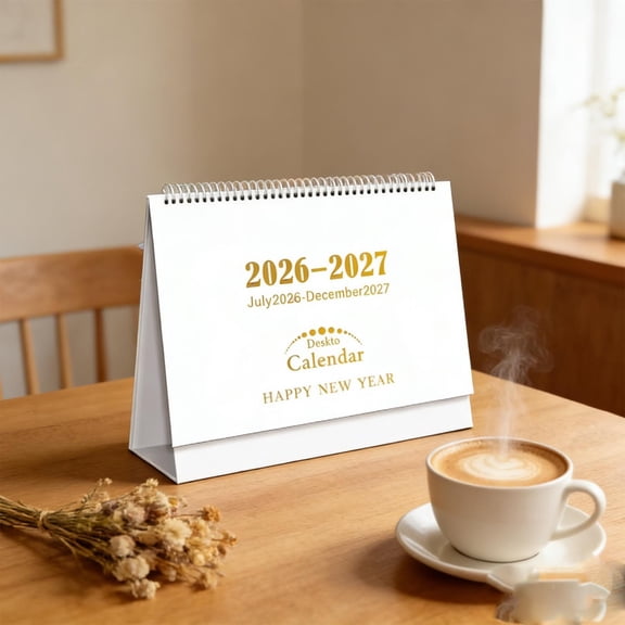 English Desk Calendar, July 2026 to December 2027, Spacious Writing Space, for Desktop Schedule Planning