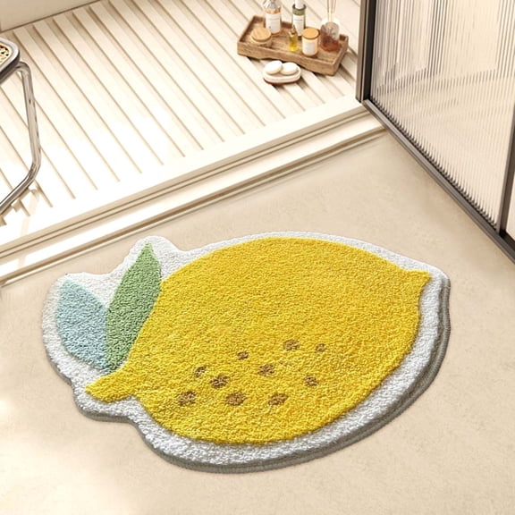 TechToyHub Flocking Bath Mat 15.7x23.6in Fruit Pattern for Bathroom Children Room Teen Room Kitchen Foyer Balcony Super Soft Absorbent Fast Drying Non Slip Underlay Floor Mat Lightweight Rug