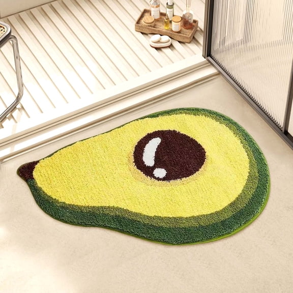 TechToyHub Flocking Bath Mat 15.7x23.6in Fruit Pattern for Bathroom Children Room Teen Room Kitchen Foyer Balcony Super Soft Absorbent Fast Drying Non Slip Underlay Floor Mat Lightweight Rug