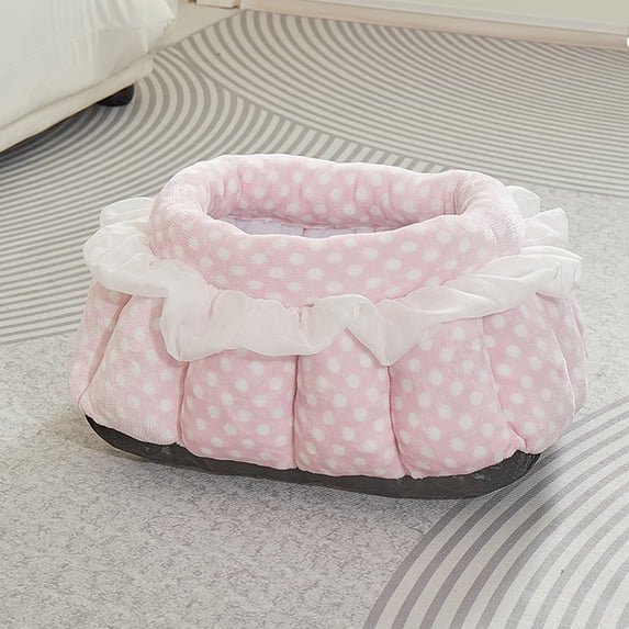 TechToyHub Foldable Soft Dog House Indoor Warm Cat Bed 17.7in x 11.8in x 7.9in Closed Pet Kennel with Cushion Thick Warm Nest Washable Comfortable Sleeping Cave Space Saving for Indoor Home