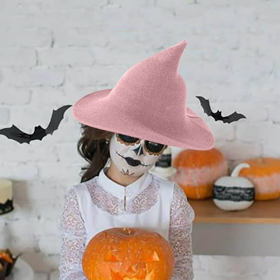 TechToyHub Foldable Witch Hat for Halloween Costume Magic Party, Adjustable Pointed Hat for Adult Cosplay, Lightweight Travel Hat with Tip Foldable Design for Events