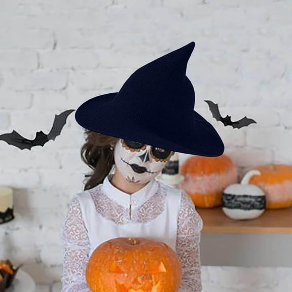 TechToyHub Foldable Witch Hat for Halloween Costume Magic Party, Adjustable Pointed Hat for Adult Cosplay, Lightweight Travel Hat with Tip Foldable Design for Events