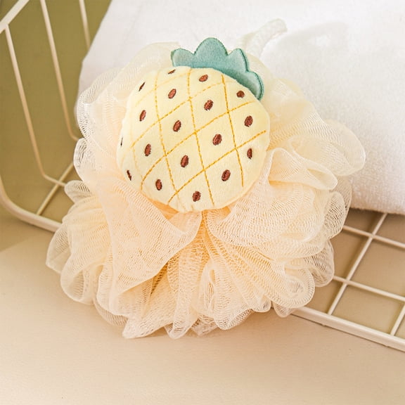 TechToyHub Fruit Shape Bath Sponge, Creative Hanging Foaming, 5.5x5.5in, Polyester, Soft, for Bathing Scrubbing Shower Holiday Gift