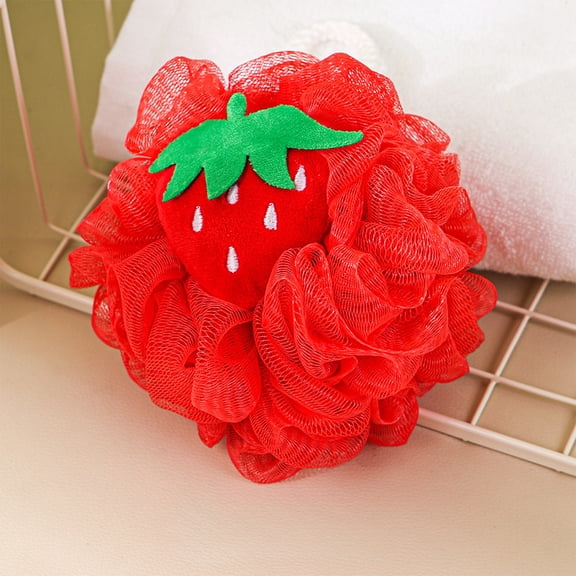 TechToyHub Fruit Shape Bath Sponge, Creative Hanging Foaming, 5.5x5.5in, Polyester, Soft, for Bathing Scrubbing Shower Holiday Gift