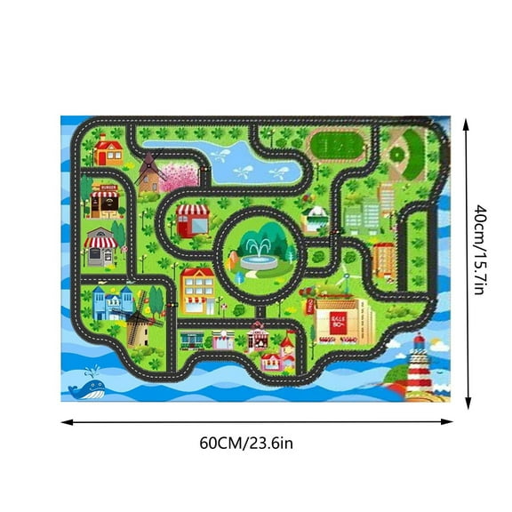 TechToyHub Game Road Mat Children Carpet, Parking Lot Design, 15.7in x 23.6in, Non-slip Backing, Machine Washable, Polyester Material for Kindergarten