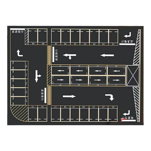 TechToyHub Game Road Mat Children Carpet, Parking Lot Design, 15.7in x 23.6in, Non-slip Backing, Machine Washable, Polyester Material for Kindergarten