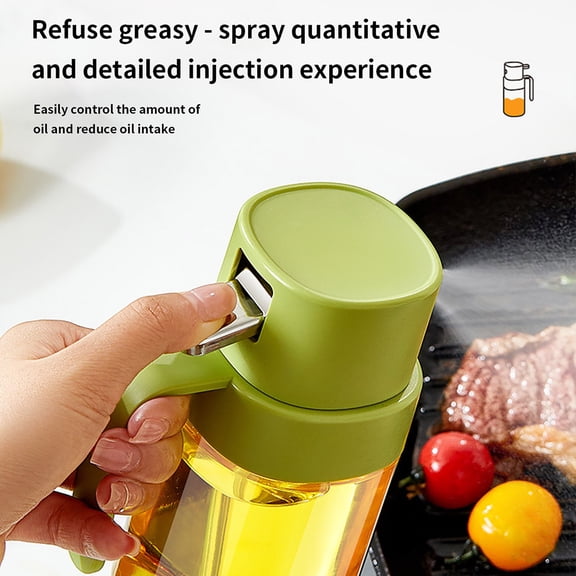 TechToyHub Glass Oil Spray Bottle 5.3 Inch Large Capacity Fine Mist Atomization Oil Dispenser, Leak Proof Non-Clog Wide Mouth Oil Pot, Anti-Slip Ergonomic Design, Kitchen Cooking Outdoor
