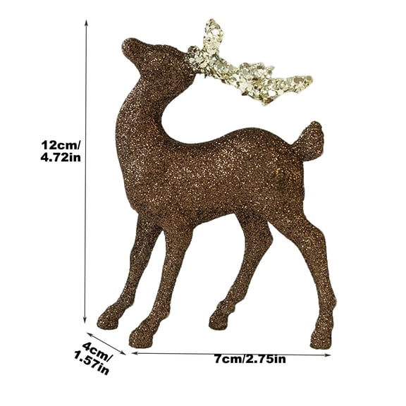 Glitter Reindeer Decoration, 2 Pcs Christmas Ornaments, Delicate Texture and Classic Design, Ideal for Tree, Table, and Holiday Party Decor