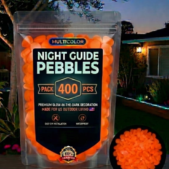 TechToyHub Glow in the Dark Stones 400pc Luminous Pebbles for Outdoor Garden Decor Night Glow Rocks Landscape Stepping Stones Solar Outdoor Lights Waterproof Walkway Patio Yard Decor