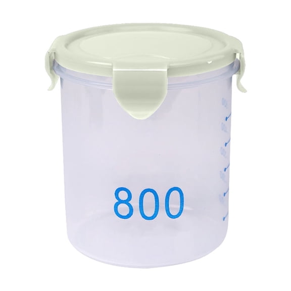 Graduated Round Storage Jar, Plastic Sealed Canister with Scale and Silicone Ring, Airtight Kitchen Container for Grains, Snacks, and Baking Supplies