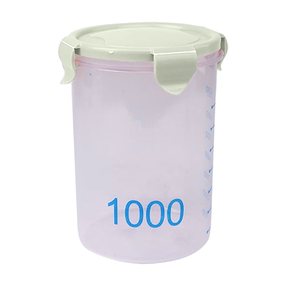 Graduated Round Storage Jar, Plastic Sealed Canister with Scale and Silicone Ring, Airtight Kitchen Container for Grains, Snacks, and Baking Supplies