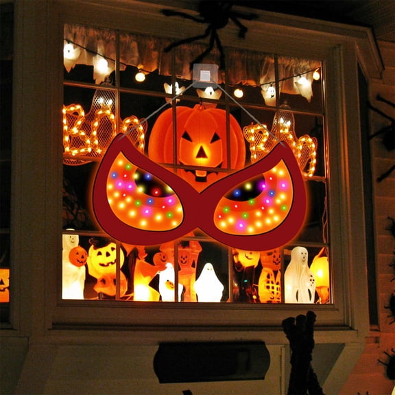 TechToyHub Halloween Luminous Eyes Hanging Wooden LED Eye Lights Festive Mood Decoration, 21.0x8.1in Wood LED Wall Hanging for Halloween Party Decor