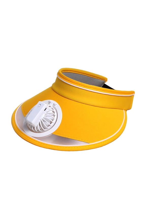 Hat with Fan for Women Fan Visor Hat with 3 Speed Mediation USB Rechargeable Large Area Sun Protection for Outdoor Gardening Travel Cycling Acrylic Breathable Yellow