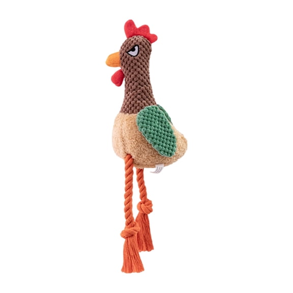 Interactive Rooster Squeaky Tug Toy for Small Medium Dogs Cotton Rope Tug-of-War Pull Toy with Sounds Easter Themed Pet Toy for Play & Bonding 15.7in