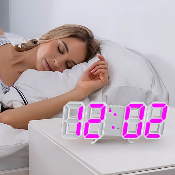 TechToyHub LED Digital Wall Clock with Night Mode,Adjustable Electronic Table Clock for Living Room,8.9in Length 1.8in Width 3.4in Height,Temperature Display USB Powered,Detachable Base for Desktop