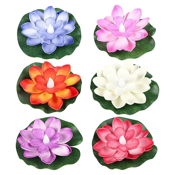 TechToyHub LED Floating Water Induction Lamp, 6 Pack Waterproof Wind Rotating Night Light, Energy Saving Flameless Floating Tealight for Pool Pond Garden Vase Bowl Decor, Create Romantic