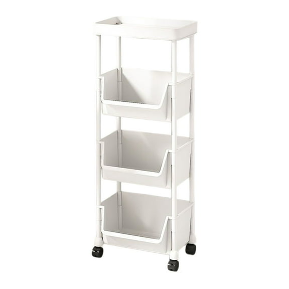 TechToyHub Large Capacity Layered Plastic Storage Rack, with Wheels, 35.2in Height, for Living Room Bathroom Kitchen, U-shaped Opening