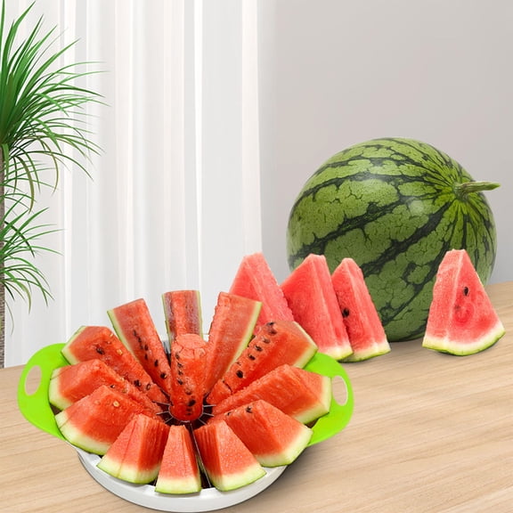TechToyHub Large Melon Cutter, Stainless Steel Round Fruit Slicer, for Watermelon/Pineapple, Non-Slip Handle 10x2.5in