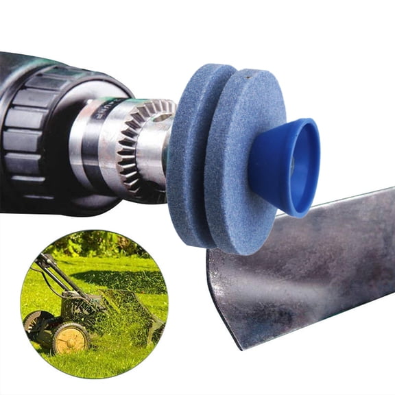 TechToyHub Lawnmower Blade Sharpener, 2.5x2.2x2.2in Stone Tool Kit for Meadow Mower, Drill Attachment Universal Wear Proof, Easy Install for Power Hand Drill, Reusable Sharpener