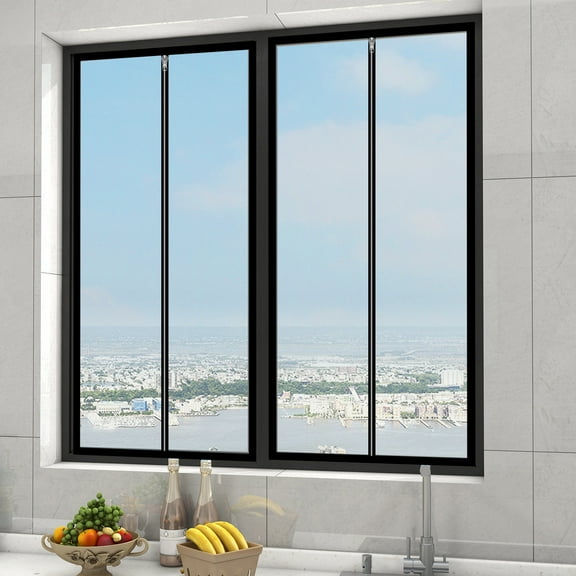 TechToyHub Magnetic Self-Adhesive Window Screen 19.7x39.4 in Polyester Mesh Curtain, Self-Install No Drilling Breathable Insect Mosquito Barrier, Removable Washable Adjustable Window Net