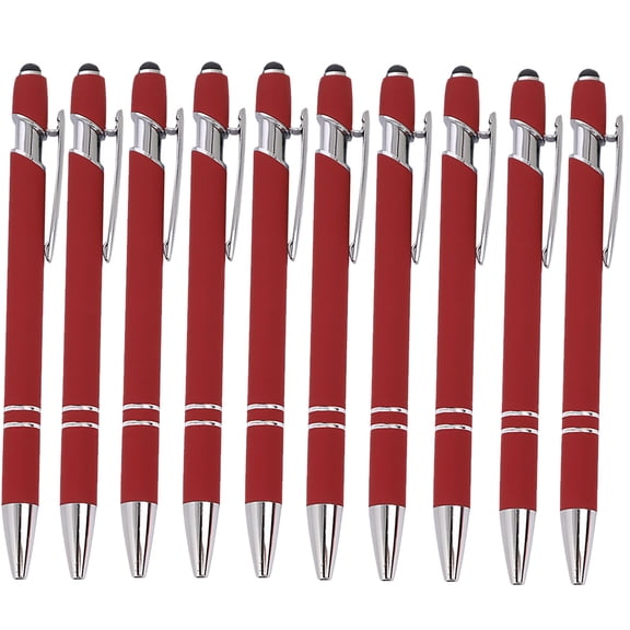 TechToyHub Metal Click Pen with Touchscreen Stylus, 0.5mm Tip for Smooth Writing, 1.5g Ink for Long Life, Retractable Design for Office and Business, 10 Pieces