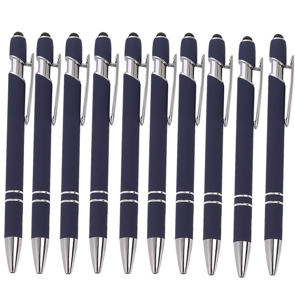 TechToyHub Metal Click Pen with Touchscreen Stylus, 0.5mm Tip for Smooth Writing, 1.5g Ink for Long Life, Retractable Design for Office and Business, 10 Pieces