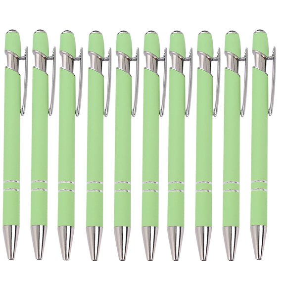 TechToyHub Metal Click Pen with Touchscreen Stylus, 0.5mm Tip for Smooth Writing, 1.5g Ink for Long Life, Retractable Design for Office and Business, 10 Pieces