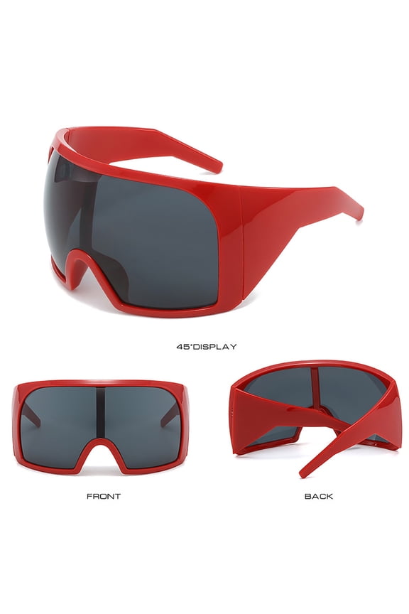 Oversized Surround Sunglasses for Outdoor Sports, UV400 Protection with Super Wide Angle Lens, Lightweight PC Frame Fits Over Prescription Glasses, Futuristic Style for Summer