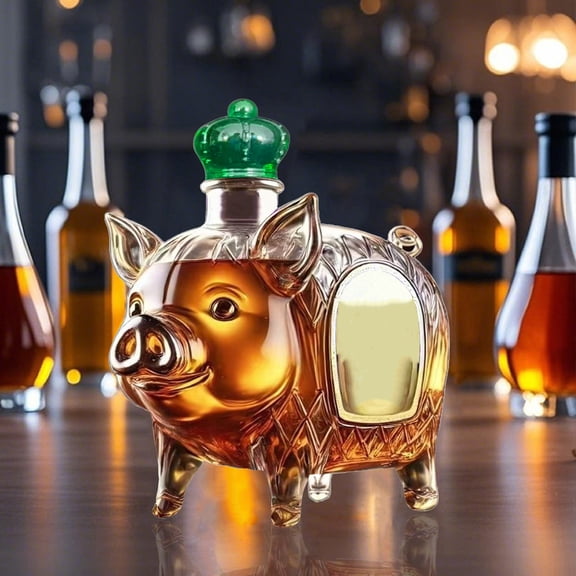 TechToyHub Pig Shaped Whiskey Bottle, High Borosilicate Glass, 320ml Capacity & Unique Design, for Gift Collection Home Bar Decor
