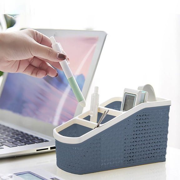 TechToyHub Plastic Desktop Storage Caddy, 4 Compartment Organizer Basket, for Cotton Swabs and Makeup Brushes, Hollow Out with 7.9 x 4.3 x 3.7 in Size