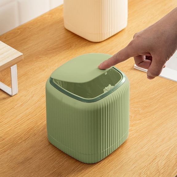 TechToyHub Push Button Countertop Trash Can,Small Desktop Wastebasket,for Bedside office Table,Plastic 5.7x5.3x5.3in 205g