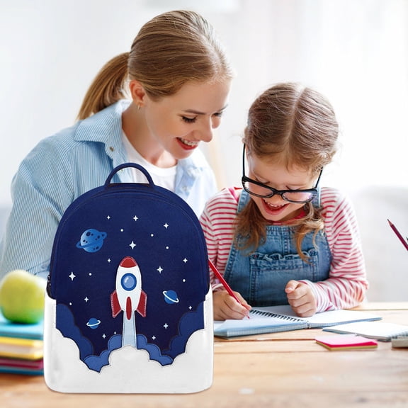Rainbow & Space Rocket Backpack, Cute Cartoon Daypack for Travel, Casual Lightweight Shoulder Bag with Zipper Pockets, Fashionable Waterproof Backpack for Daily Use, Outdoor Hiking