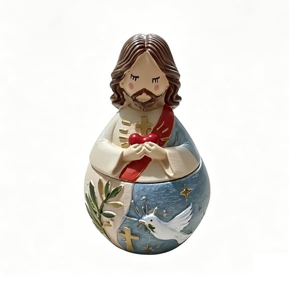 Resin Angel Box Ornament with Storage Compartment Home Decor Gift for Baptism Birthday Religious Figurine