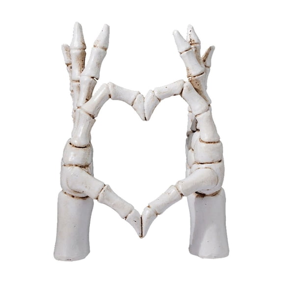 TechToyHub Resin Skeleton Hand Heart Ornament 5.1x3.9in, Halloween Decoration, for Party Table, Heart Shaped Spooky