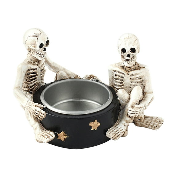 TechToyHub Resin Witch Skeleton Candle Ornament, Halloween Tabletop Decor, for Party, Spooky Crafts