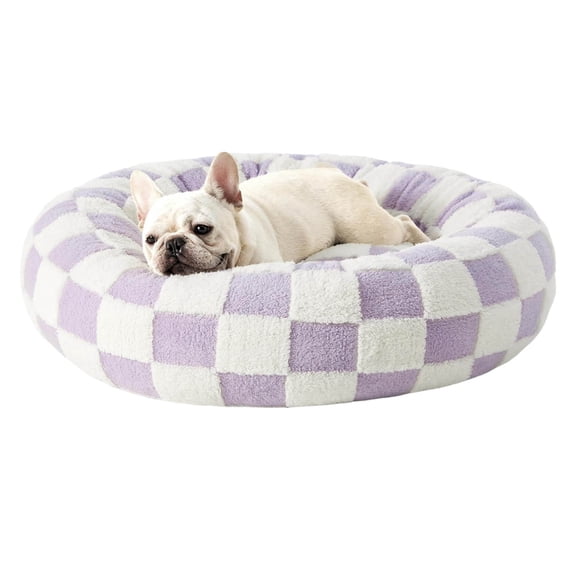 TechToyHub Round Pet Bed 19.6 in Donut Elevated Design, Winter Warm Indoor Medium Dog Bed, Calming Anxiety Relief Raised Pet Bed, Washable Durable Supportive Pet Sleep Supplies for Indoor Rest