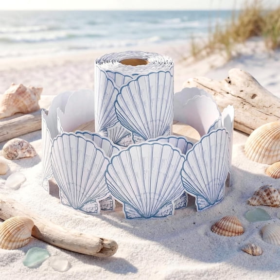 Seashell Border Wall Stickers Roll, 10 Meters, Adhesive & Waterproof, for Classroom Bulletin Board Summer Party Decor