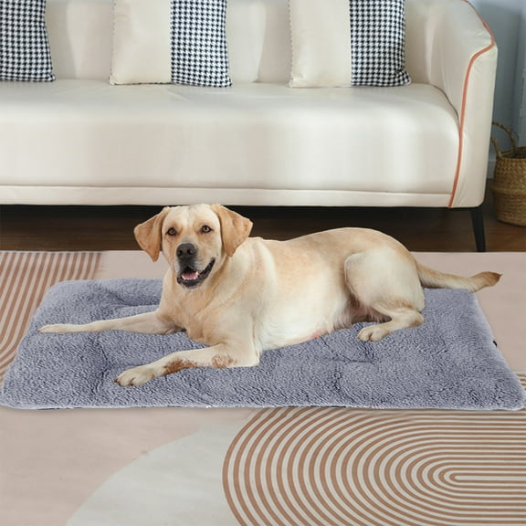 TechToyHub Self Heating Thermal Pet Mat for Winter, Warm Plush Pad for Cats and Dogs, No Electricity Needed, Non Slip Oxford Base for Crate and Floor, Mat Size 27.6x17.7x2.0 in
