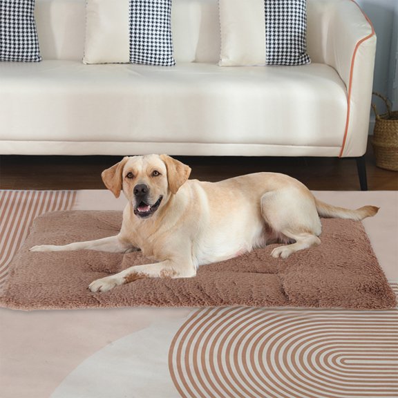 TechToyHub Self Heating Thermal Pet Mat for Winter, Warm Plush Pad for Cats and Dogs, No Electricity Needed, Non Slip Oxford Base for Crate and Floor, Mat Size 27.6x17.7x2.0 in