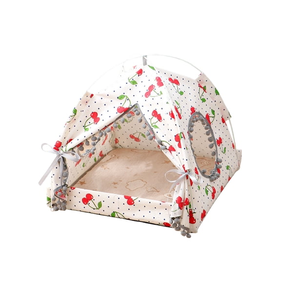 TechToyHub Semi Enclosed Pet Nest for Cats and Small Dogs, Foldable and Washable Tent Bed, All Season Warm Yurt for Indoor, Removable Mat for Easy Cleaning, Size 14.6x14.2 in
