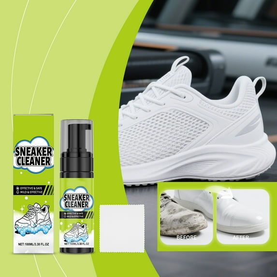 TechToyHub Shoe Cleaner 0.1L Foam Shoes Cleaning Stain Removal No Damage To Shoe Upper Gentle formula for Sneakers White Shoes All Footwear Easy Application Versatile Use Home Cleaning Kit with Towel