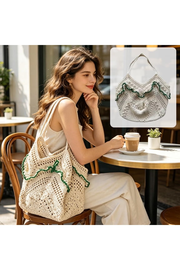 Shoulder Bag Polyester Multicolor Weaving Craft for Leisure Travel Storage Large Capacity Lightweight Versatile Commuting Handbag for Daily Use