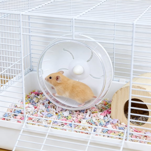 Silent Hamster Running Wheel 6.7x6.7x2.8in Non-Slip Quiet Exercise Wheel for Hamster Gerbil Small Animals Seamless Safe Design Adjustable Height Easy Install Washable Hamster Cage
